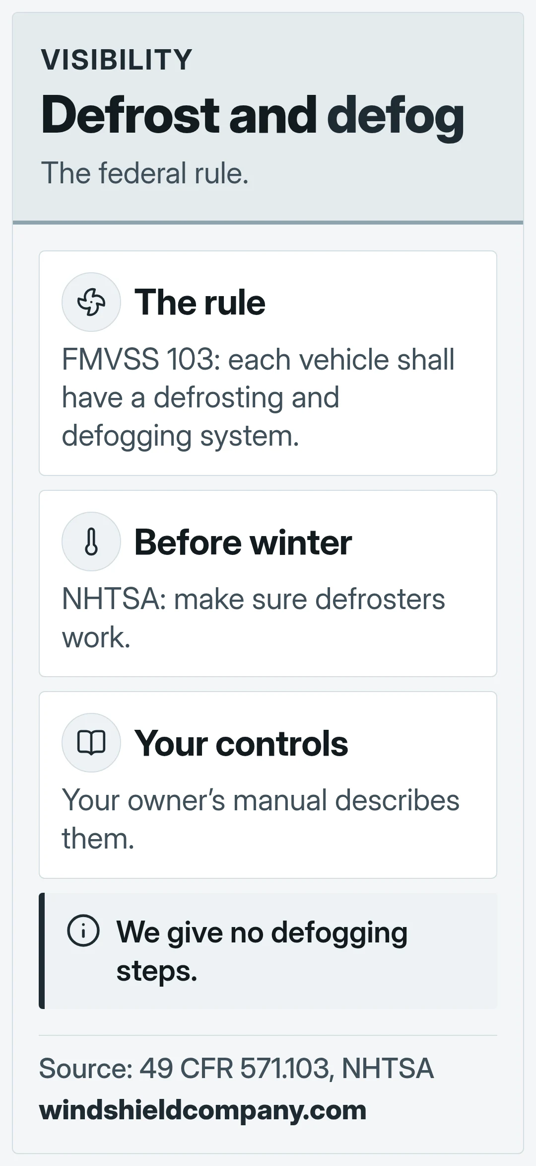 Defrost and defog. The federal rule.