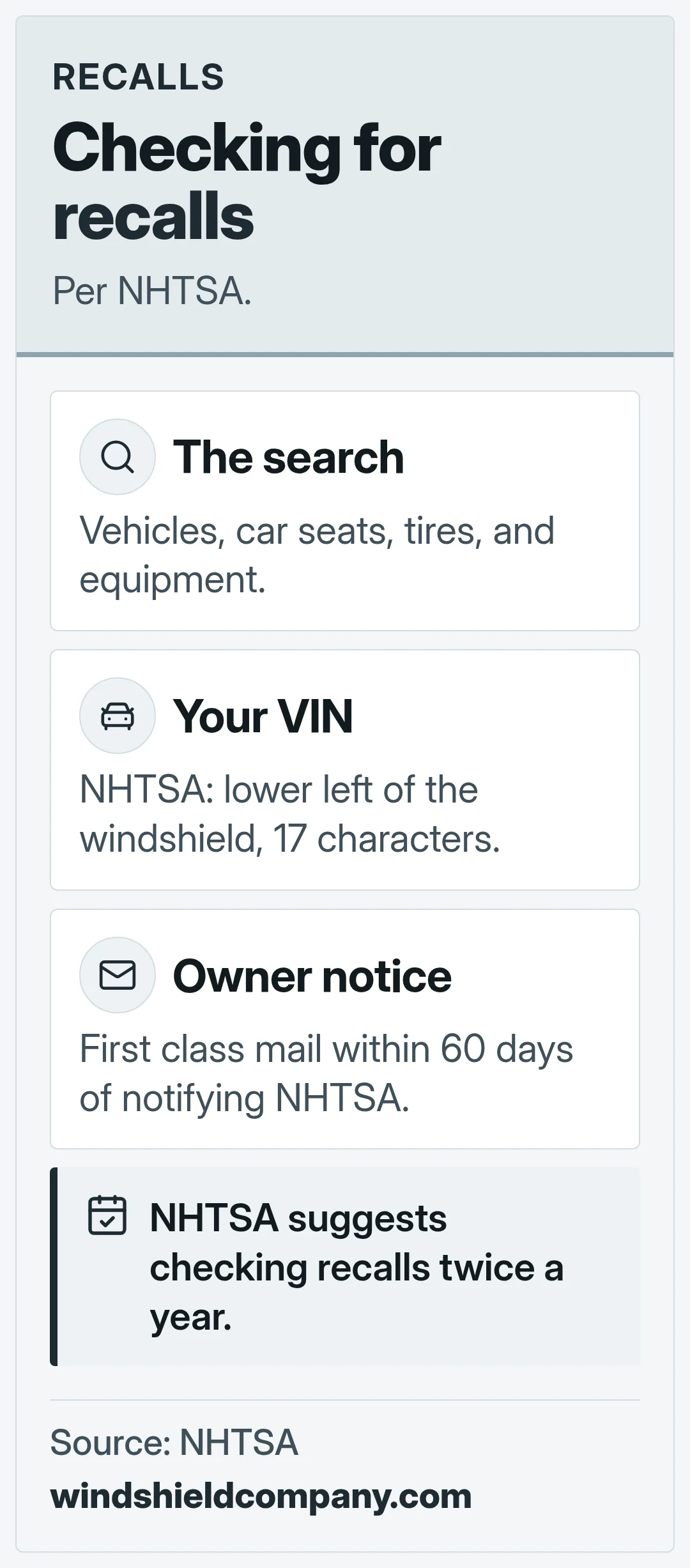 Checking for recalls. Per NHTSA.